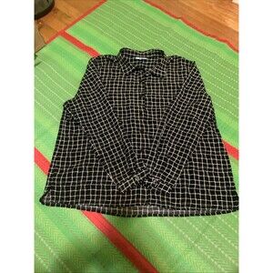 Koret Black and White Plaid Checkered KORET ladies PXL button up Blouse